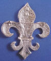 secure pin closure on back of fleur de lis wedding brooch