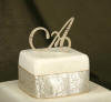 bone white with crystal accents monogram cake topper