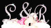 two letters with ampersand symbol wedding cake topper