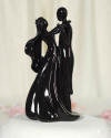 black glzed porcelain stylized dancing bride and groom figurine wedding cake topper