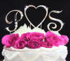 french script 2 letters with heart wedding cake topper