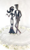 polished metal hip bride and groom wedding cake topper