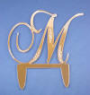silver mirror acrylic 5 inch tall letter m in chopin script with clear crystal accents wedding cake topper