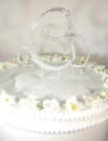 crystal covered wedding cake monogram set