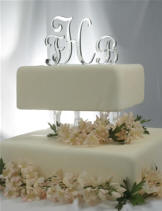 silver mirror acrylic monogram wedding cake toppers