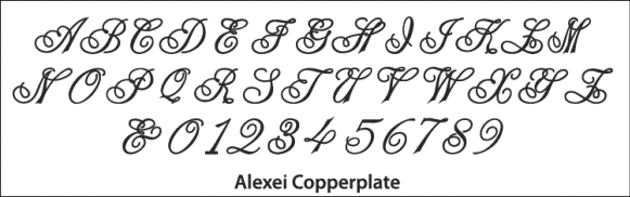 alexi copperplate font for initials monogram wedding cake toppers