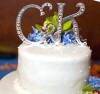 wedding cake monogram topper c and k brushed metal partially covered with crystals