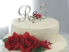wedding cake topper with 2 letters and ampersand