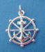 sterling silver 3-d captian's wheel with anchor charm