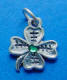 sterling silver four leaf clover with green crystal charm