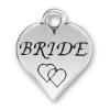 sterling silver heart charm says bride with two hearts