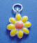 sterling silver yellow and orange enamel sunflower charm
