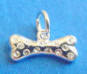 sterling silver dog bone charm with clear crystals