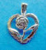 sterling silver rose on heart charm