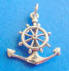 sterling silver ship's wheel and anchor charm