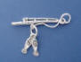 sterling silver 3d fishing pole with 2 dangling fish charm