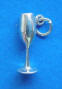 sterling silver 3-D champagne glass flute charm