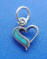 sterling silver turquoise blue enamel heart charm