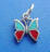 sterling silver petite butterfly charm with blue and red enamel chips inlay