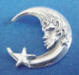 sterling silver moon face and star charm