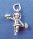 sterling silver 3-d cheerleader with pom poms charm