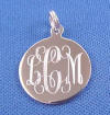 bridesmaid wedding gift sterling silver engraved monogram round charm in interlock font