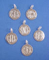 sterling silver round engraved monogram bridesmaid wedding gift charms