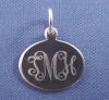 sterling silver oval monogramed charm