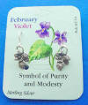 sterling silver february violet birth month flower earrings