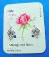 sterling silver june rose birth month flower earrings