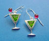 sterling silver apple-tini, apple martini, cocktail earrings