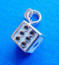 sterling silver white and black enamel dice charm