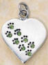 sterling silver august paw prints heart birthstone pendant