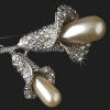 silver-plated, crystal-covered, faux ivory pearl calla lily wedding brooch or hair comb