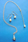 Sterling silver white freshwater pearl calla lily necklace with Frenchwire earrings