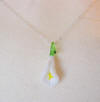 glass calla lily and sterling silver necklace