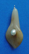 hand-carved golden jade calla lily with freshwater pearl pendant
