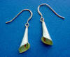Sterling silver light green enamel cloisonne' calla lily earrings