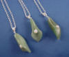 bridesmaids calla lily wedding jewelry - sterling silver, green aveturine, and freshwater pearls