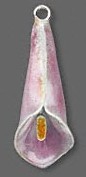 Sterling silver enameled cloisonne' pink calla lily flower pendant