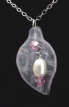 soft delicate pink rose quartz calla lily necklace