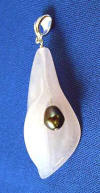 calla lily pendant snow quartz with black freshwater pearl