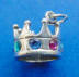 sterling silver crown charm with multi-color cubic zirconia stones