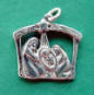 sterling silver nativity scene charm - handmade - scene is on both sides of charm