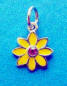 sterling silver yellow enamel with pink rhinestone center daisy charm