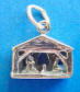 Sterling silver nativity Christmas charm - baby Jesus in the manger is inside the 3-d barn with Mary and Joseph