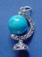 sterling silver turquoise ball globe charm