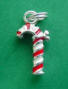 sterling silver 3-d red and white enamel candy cane charm