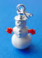 sterling silver white enamel snowman with orange enamel mittens charm
