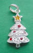 sterling silver christmas tree charm with clear, red and golden rhinestones